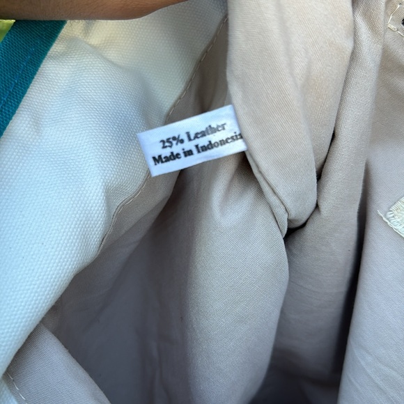 Mare Sole Amore Large Boho Embroidered / Beaded Canvas Leather Shoulder Bag - Picture 11 of 13